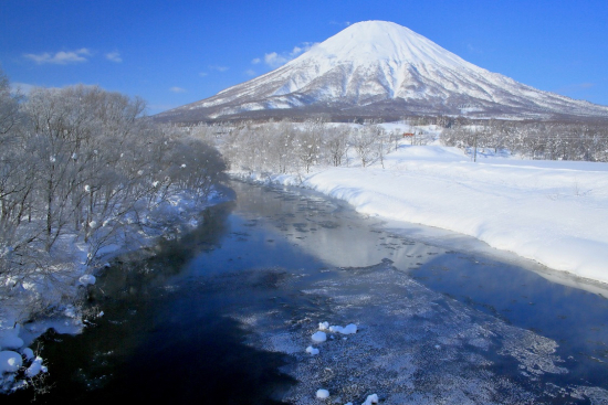 厳冬の尻別川の画像